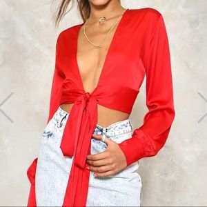 🌟SOLD🌟 satin tie top from nasty gal NWT
